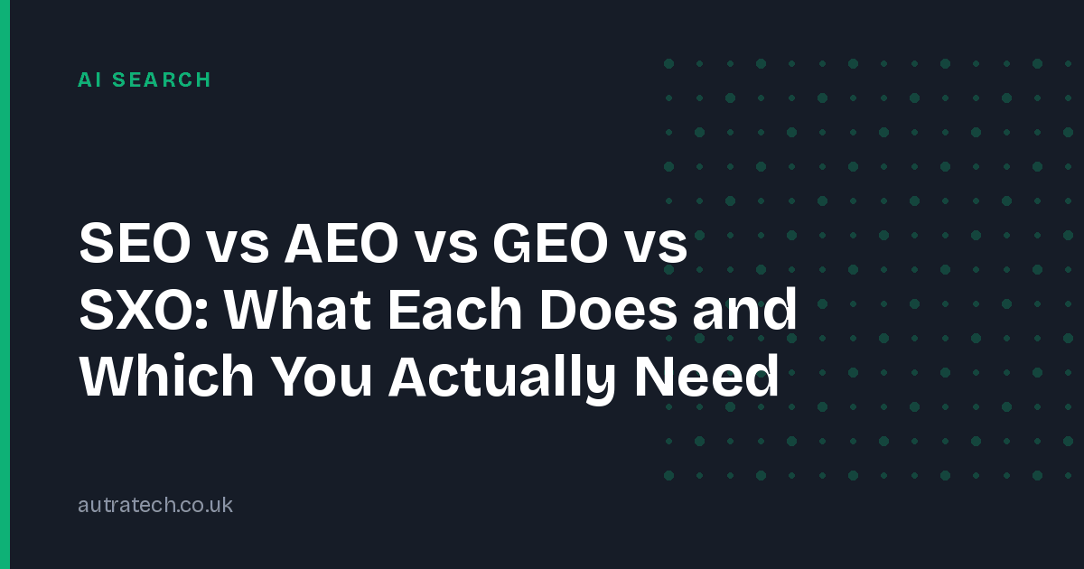 SEO vs AEO vs GEO vs SXO: What Each Does and Which You Actually Need